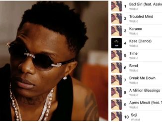 Wizkid's album, Morayo dominates top 17 on Apple music