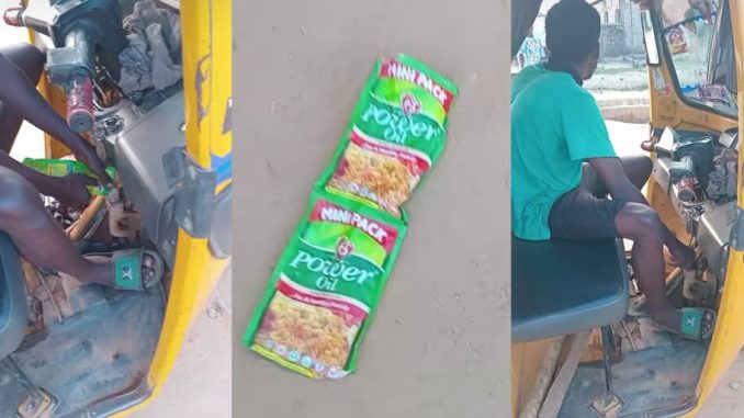 Tricycle rider goes viral for using power oil as alternative fuel amidst high petrol costs