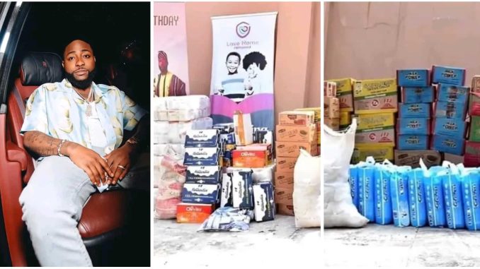 Davido's fans donate food items to orphanage home in honor of singer's birthday