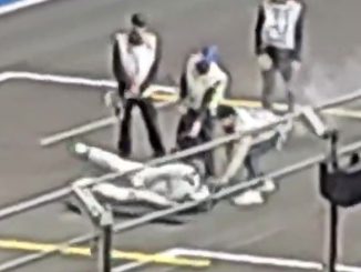 Brad Pitt 'faints' as he films heavy crash for new F1 movie at Las Vegas Grand Prix