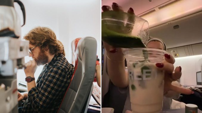 Plane passenger sparks heated debate after making mid-flight matcha latte