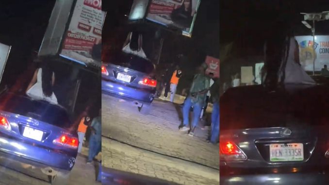 "Eyin iyawo pablo yi sha" – Lady sp@rks concern as she sits on moving vehicle in Ibadan (WATCH)