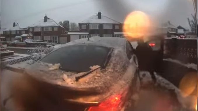 Shocking moment crooks launch brazen bid to steal TWO cars defrosting on driveway in broad daylight