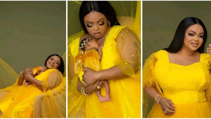 Dayo Amusa offers a glimpse of her newborn