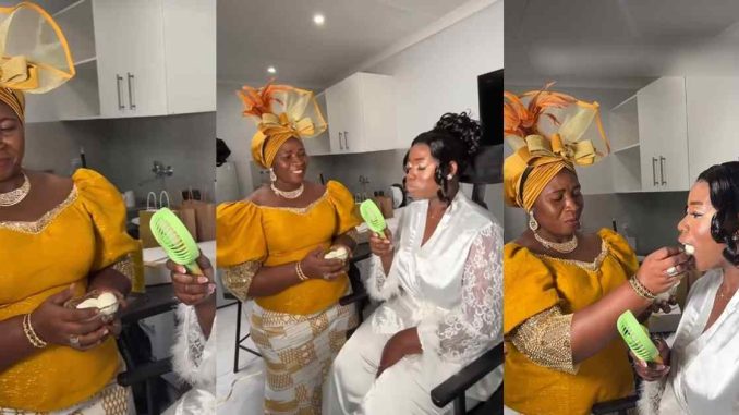 "Fruit of the womb" – Bride consumes 4 eggs for fertility blessing on wedding day (VIDEO)