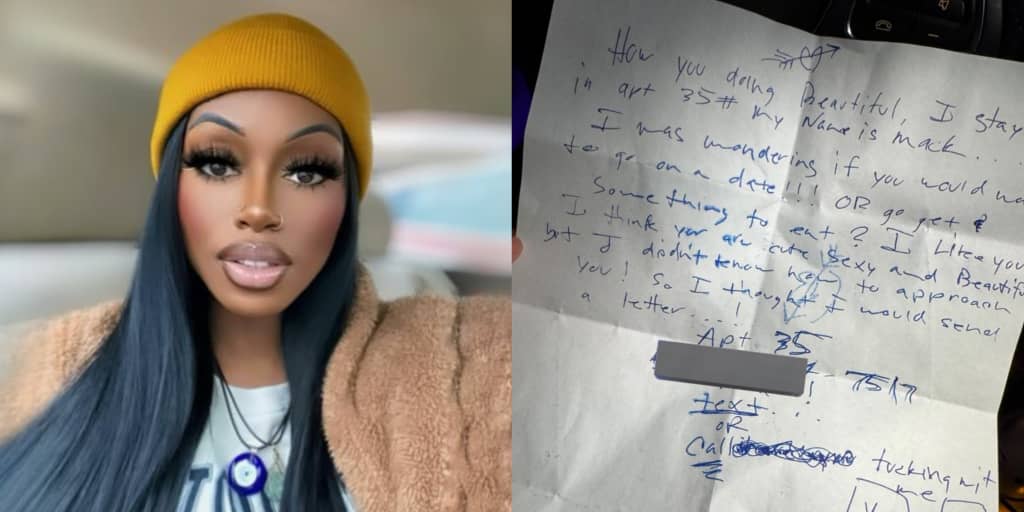 Lady expresses shock after shy neighbor writes her a note to ask her out