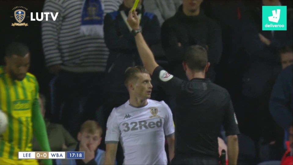 Coote booked Ezgjan Alioski during Leeds' clash against West Brom