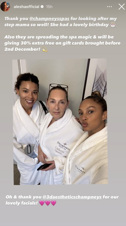 The media personality opted for a spa day with her step mum and sister