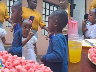 Birthday girl w@rns boy to keep his hands off her cake, prevents him from having a taste (VIDEO)