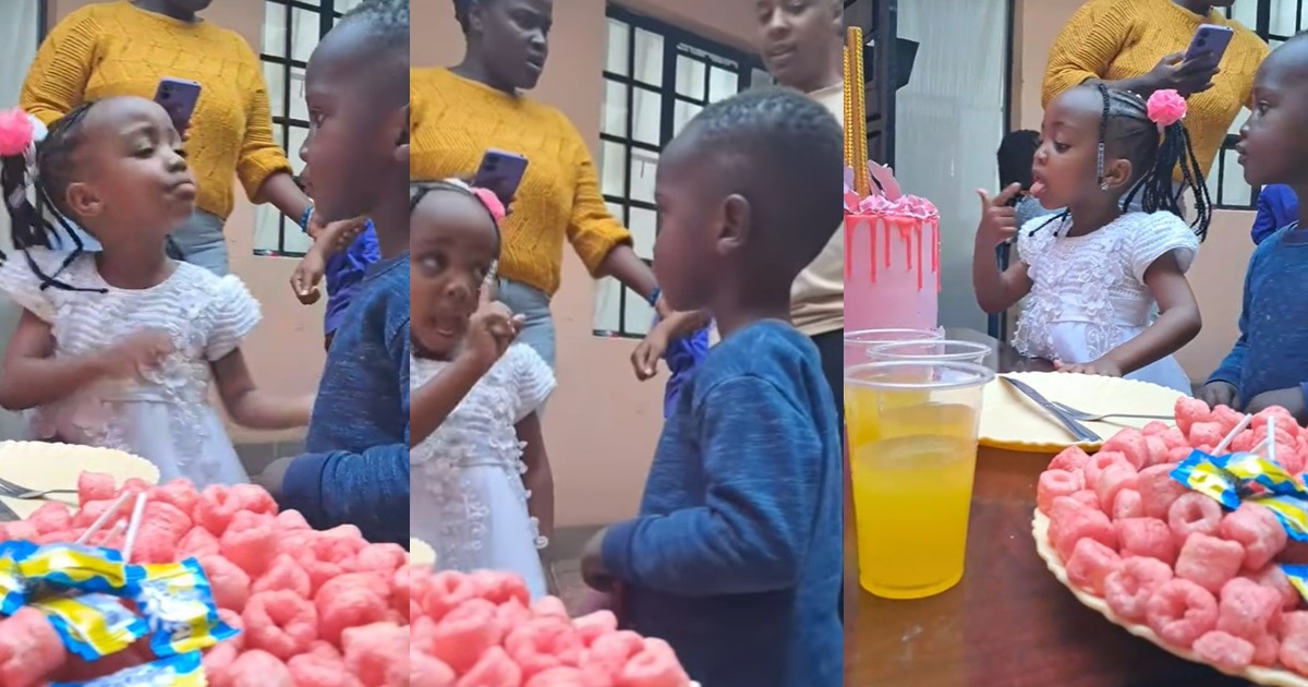 Birthday girl w@rns boy to keep his hands off her cake, prevents him from having a taste (VIDEO)