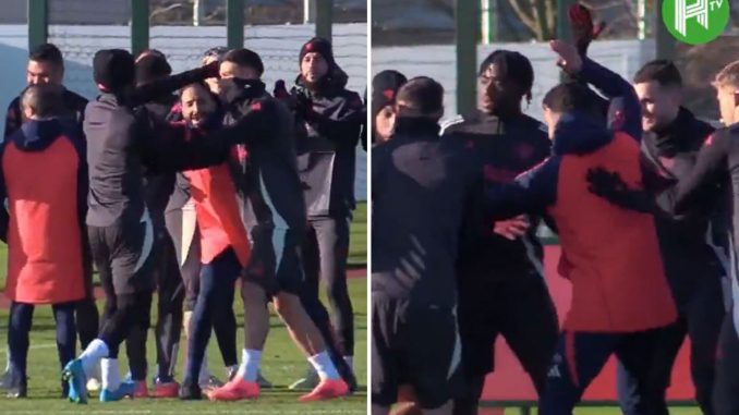 Ruben Amorim bizarrely SLAPS Man Utd stars in training as fans joke 'I hope Luke Shaw doesn't get injured'