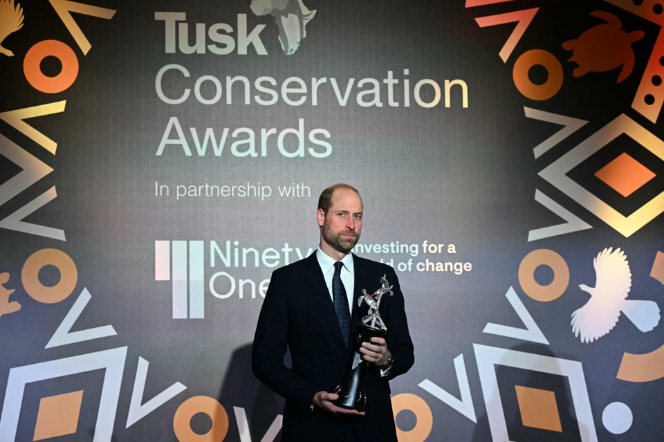 The royal handed out three awards to winners at his 12th annual Tusk Conservation Awards at The Savoy, in London