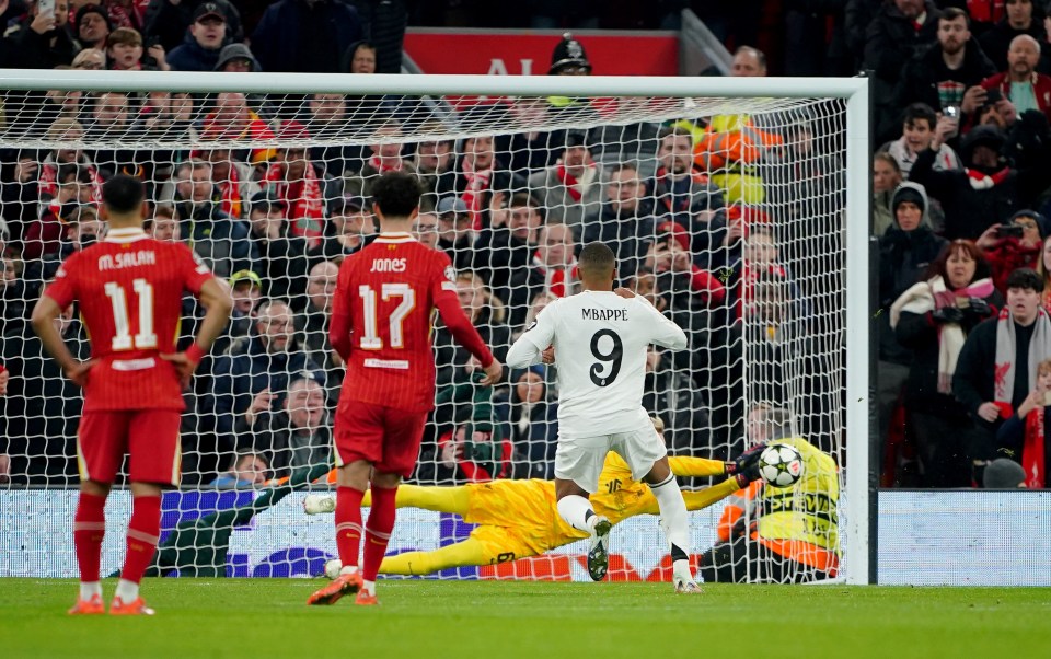 Kylian Mbappe's penalty was saved by Caoimhin Kelleher when Real Madrid were 1-0 down