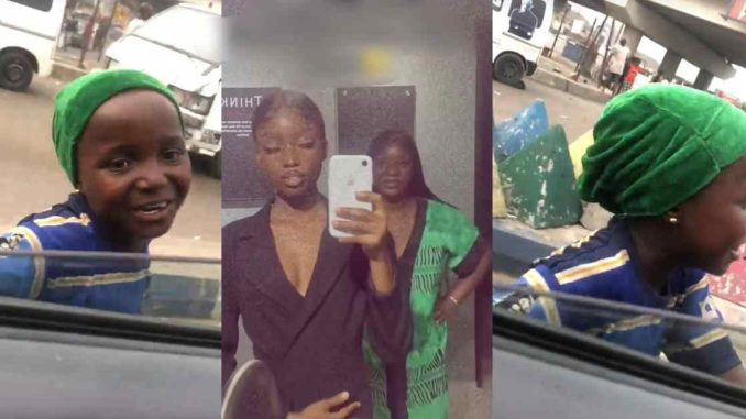 "This girl sabi hype pass some of una babe" – Young girl wins hearts with endearing words, praises ladies on the road for money (WATCH)