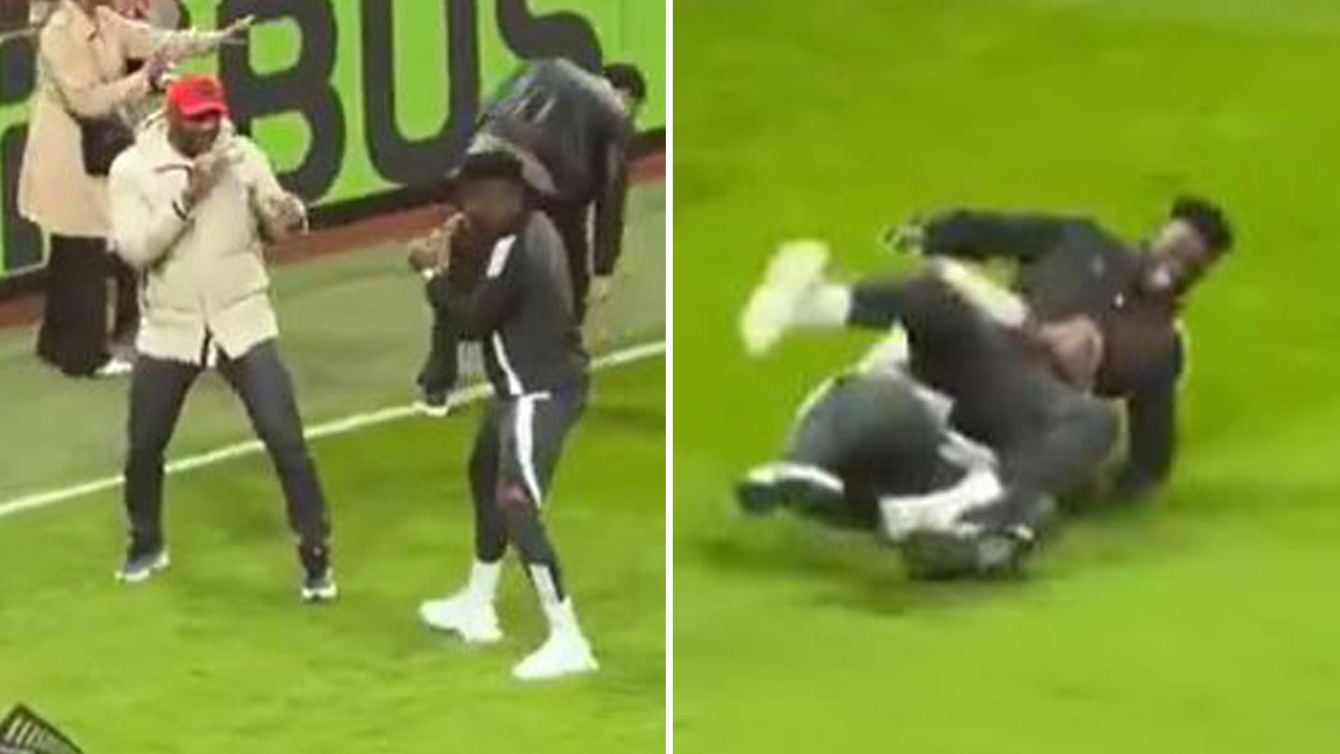 Man Utd star Andre Onana tackled to floor by 19st 6lb giant Francis Ngannou moments after win over Bodo/Glimt