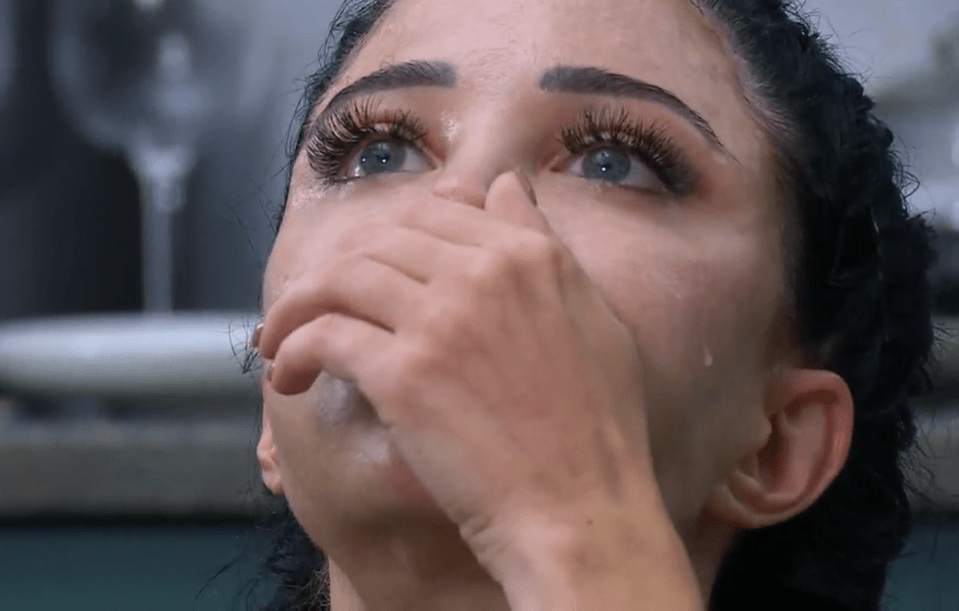 Tulisa could be seen sweating and crying as she choked down foul cuisine