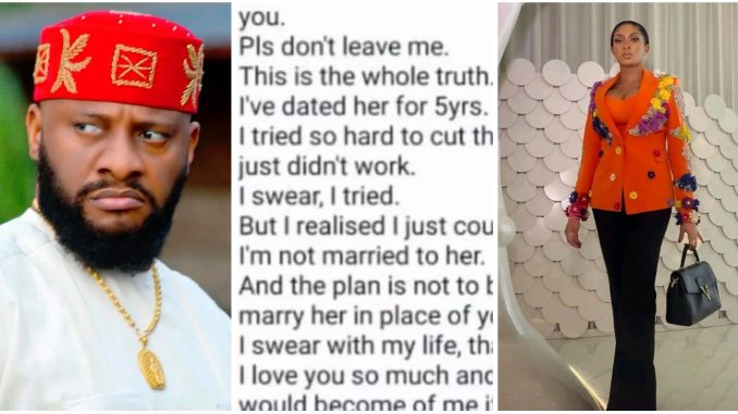 Alleged chat between Yul Edochie and May regarding his affair with Judy Austin surfaces