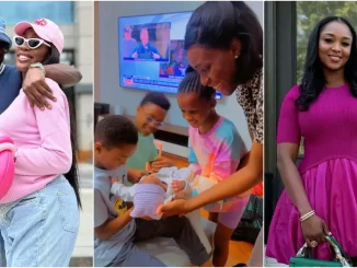 Anita Okoya hailed as Paul introduces their children to Ivy's newborn baby