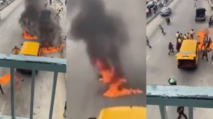 Bus driver sets himself, LASTMA officers on fire in Lagos during attempt to arrest and impound his vehicle