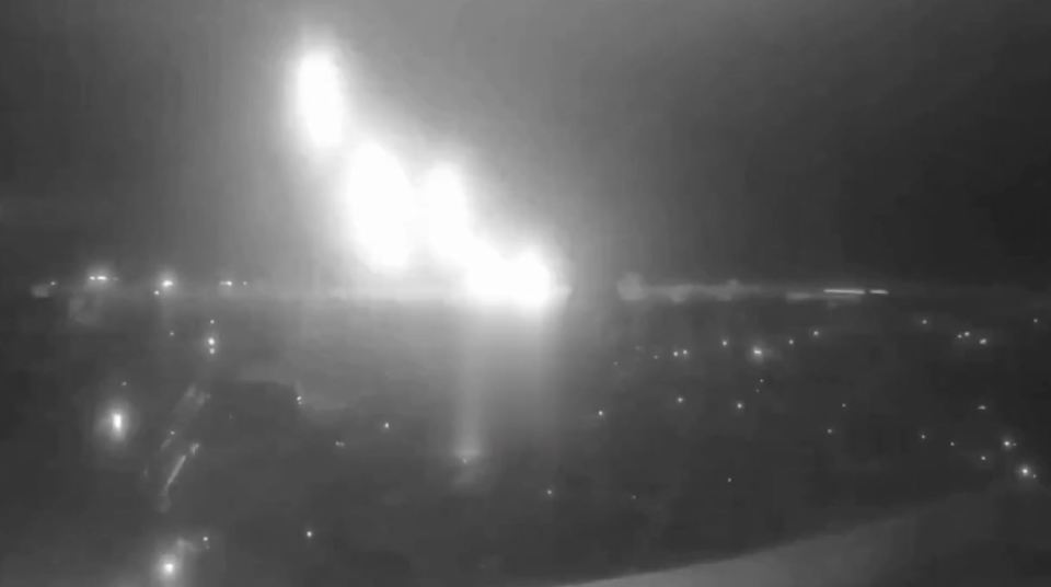 Chilling footage showed missiles raining down on the Ukrainian city of Dnipro