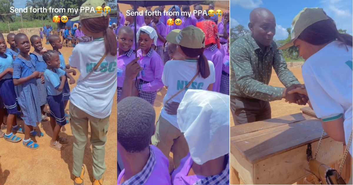 "Corper queen is leaving us, we don't know what to do" – Pupils te@rfully bade farewell to Corper during send forth (VIDEO)