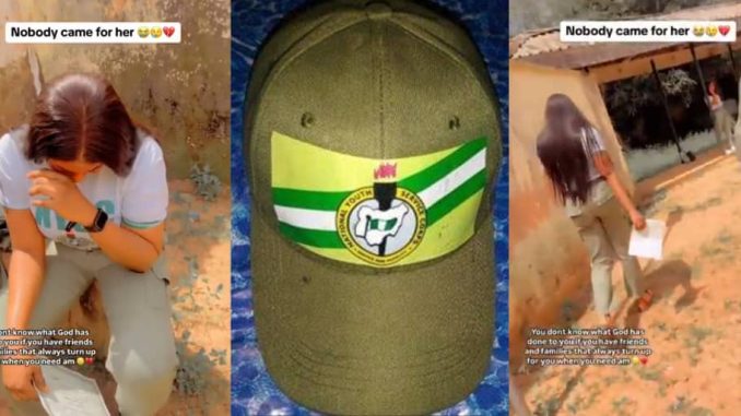 Corps member breaks down in tears over absent friends and family at NYSC POP