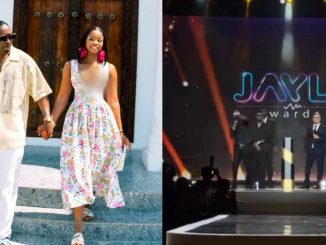 Cute moment Juma Jux gives shout-out to girlfriend, Priscilla Ojo as he bags award