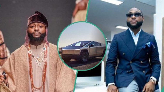 Davido Adds Tesla Cybertruck to His Car Collection, Clip As He Shares Why He Bought It: “Was Bored”