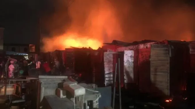 Fire destroys shops with goods worth millions in Lagos market