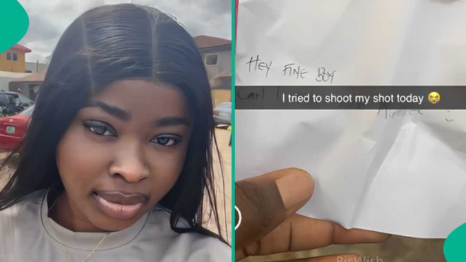 Lady Displays Note She Gave Fine Boy She Saw in Church as She Toasts Him, Nigerians React