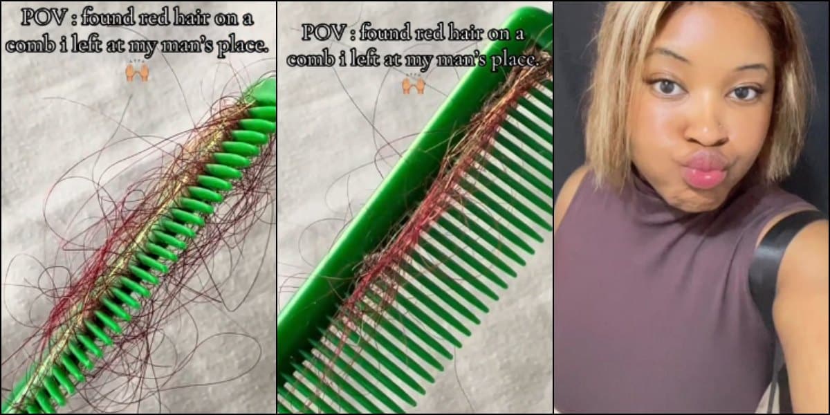 Lady baffled as she see female red hair on comb she left at boyfriend's place