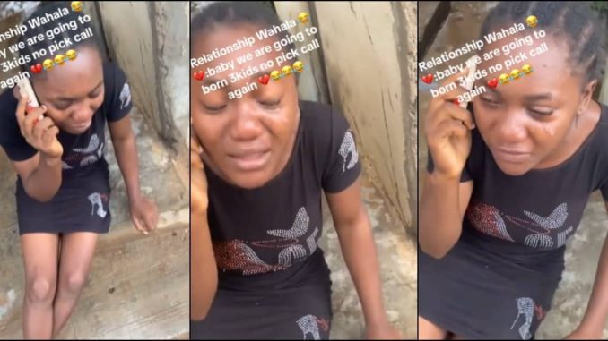 Lady cries a river as boyfriend refuses to pick calls despite calling 40 times