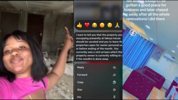 Lady cries out as she's given eviction notice after using her cash to renovate shop