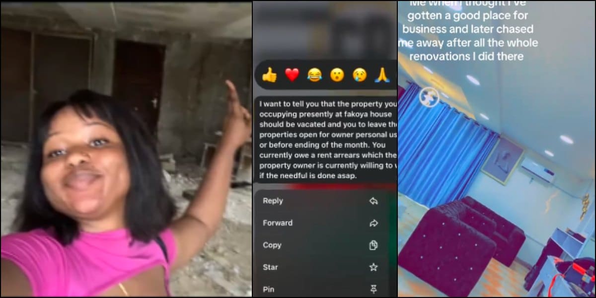 Lady cries out as she's given eviction notice after using her cash to renovate shop