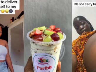 Lady flaunts result after delivering parfait to male customer's house