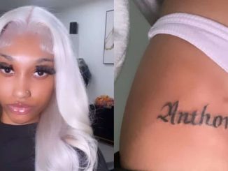 Lady goes viral after seeking help for tattoo of ex-boyfriend's name on her lap