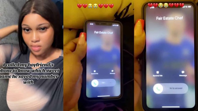 Lady heartbroken after seeing how boyfriend saved her number