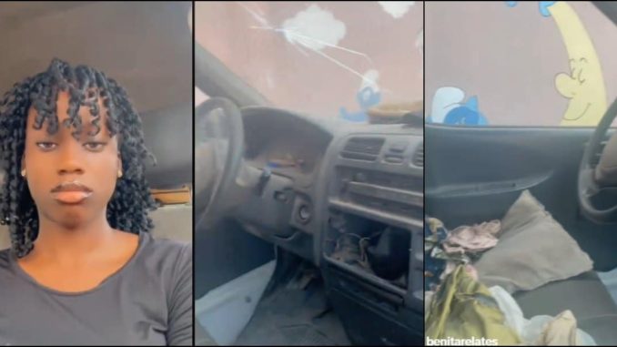 Lady heartbroken as she sees car interior of online date