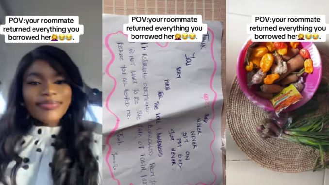 Lady laments as roommate returns all borrowed items over fear of being 'talk of the town'