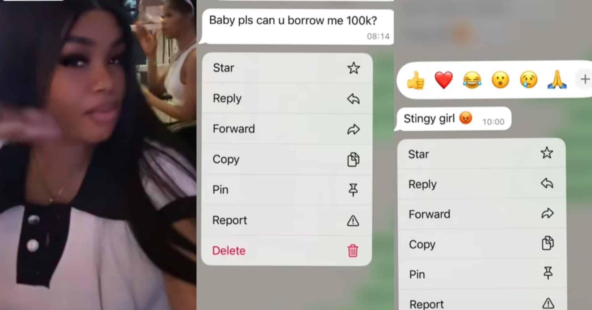 Lady leaks chat with 'cute' man who billed her N100K, video stir reactions