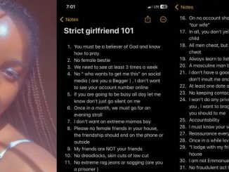 Lady posts 31 strict relationship rules for future boyfriend on social media