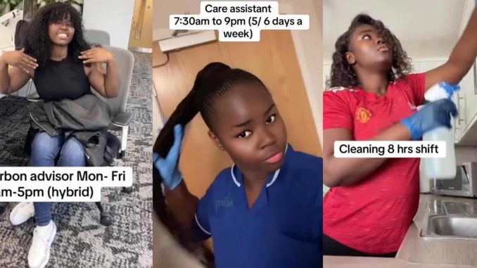 Lady shows off all 7 jobs she's held in UK