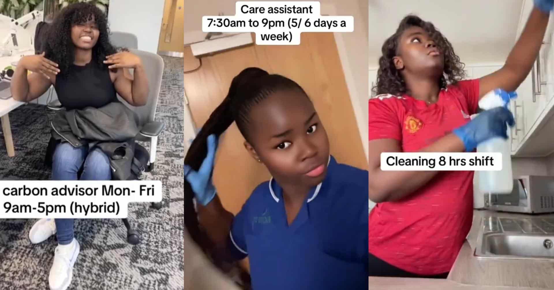 Lady shows off all 7 jobs she's held in UK