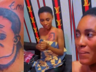 Lady tattoos boyfriend's face on her chest to prove her love