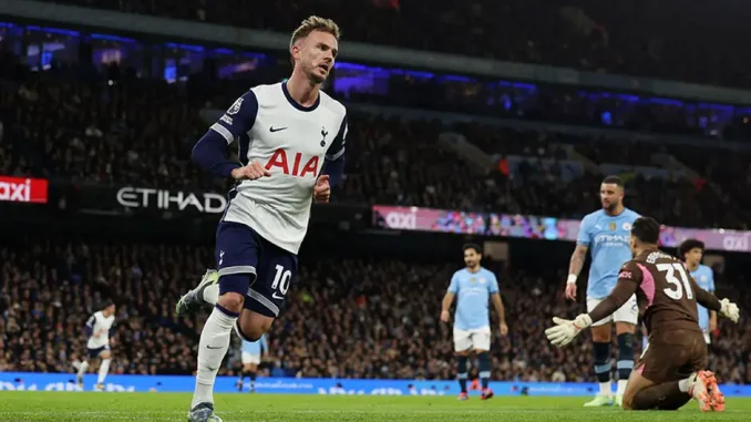 EPL: Maddison Scores Brace As Tottenham Thrash Man City At Etihad