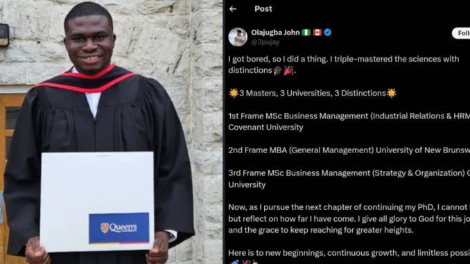 Man bags 3 master's degrees with distinctions from 3 Canadian universities out of boredom