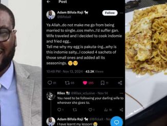 Man regrets cooking noodles by himself in wife’s absence, begs God not to make him unmarried