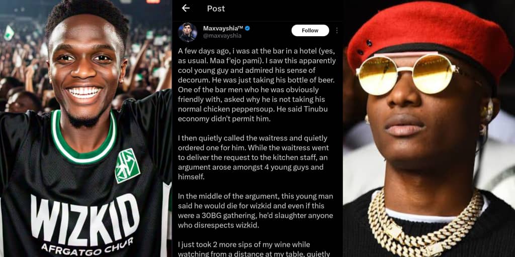 Man shares bar encounter with fan ready to die for Wizkid, kill anyone in 30BG who disrespects him