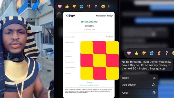 Man vows not to return ₦490k mistakenly sent to his account after sender contacts him via WhatsApp