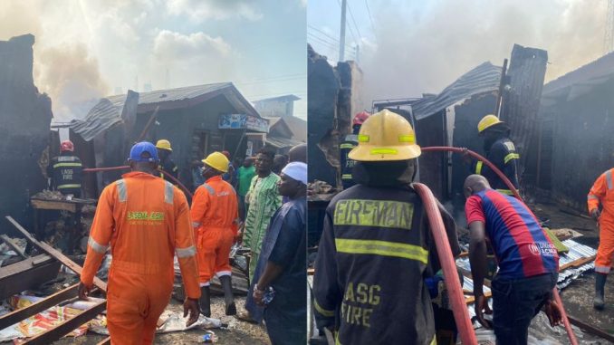 Millions worth of goods destroyed as fire guts popular Lagos market